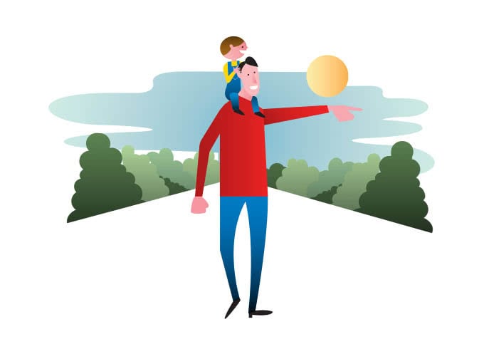 Cartoon of a father and a child