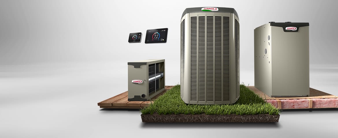 Banner featuring several Lennox products