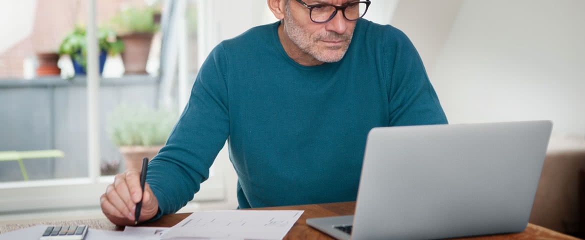 Man working on a laptop