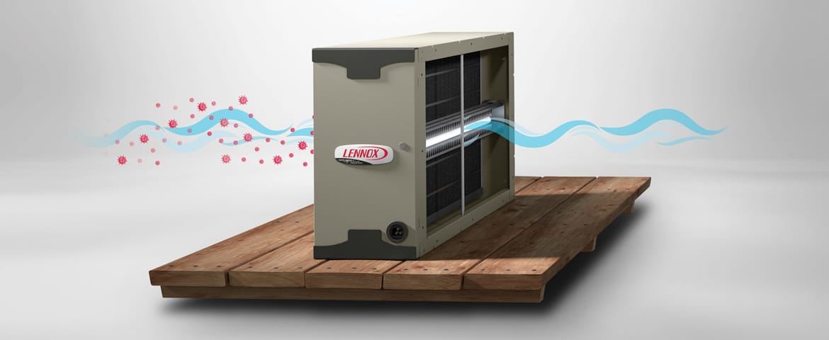 Lennox air purifier on a platform